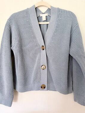 H&M Light Blue V-Neck Button Cardigan Sweater